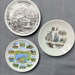 Set of Three Mini Decorative Plates with Scenic Designs